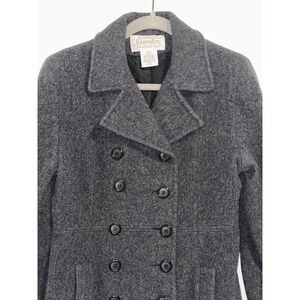 Authentic St John's Bay Womens Peacoat 100% Wool Double Breasted Dark Gray Sz 6P